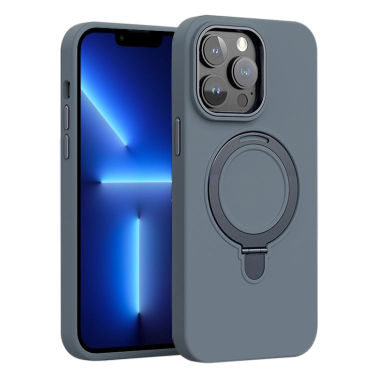 Liquid Silicone MagSafe Metal Ring Holder Phone Case, For iPhone 13 Pro, For iPhone 13, For iPhone 12