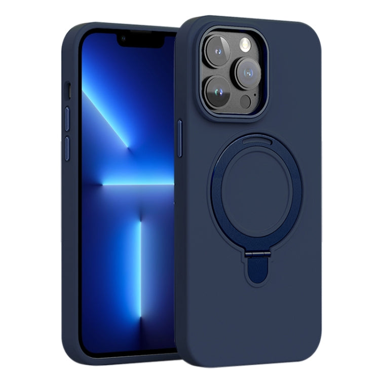 Liquid Silicone MagSafe Metal Ring Holder Phone Case, For iPhone 13 Pro, For iPhone 13, For iPhone 12