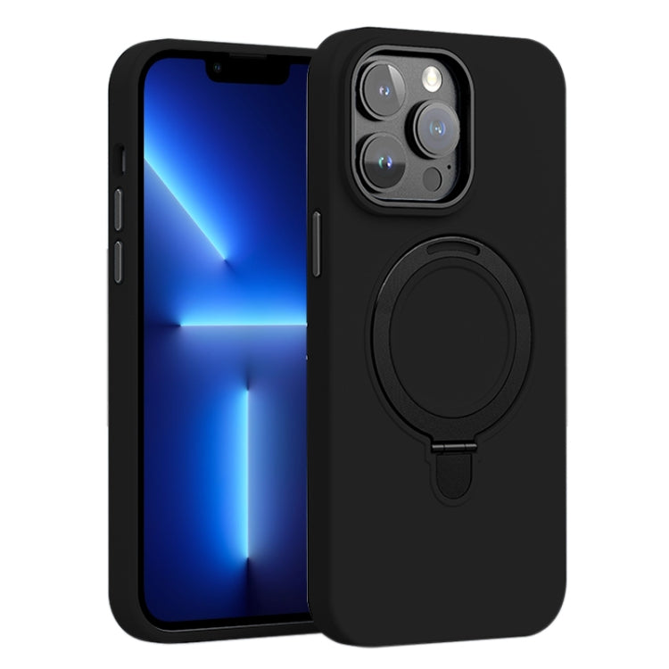 Liquid Silicone MagSafe Metal Ring Holder Phone Case, For iPhone 13 Pro, For iPhone 13, For iPhone 12