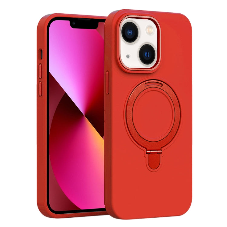 Liquid Silicone MagSafe Metal Ring Holder Phone Case, For iPhone 13 Pro, For iPhone 13, For iPhone 12