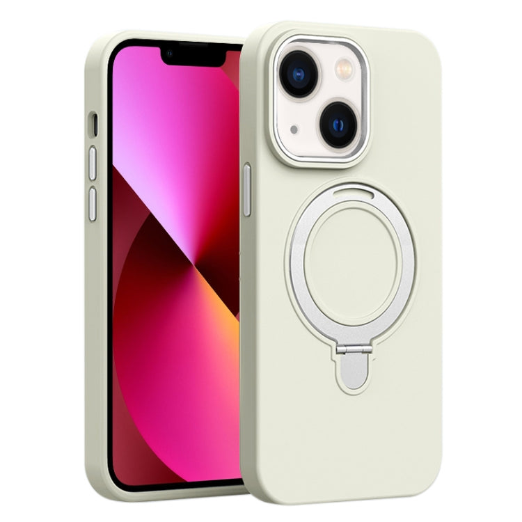 Liquid Silicone MagSafe Metal Ring Holder Phone Case, For iPhone 13 Pro, For iPhone 13, For iPhone 12