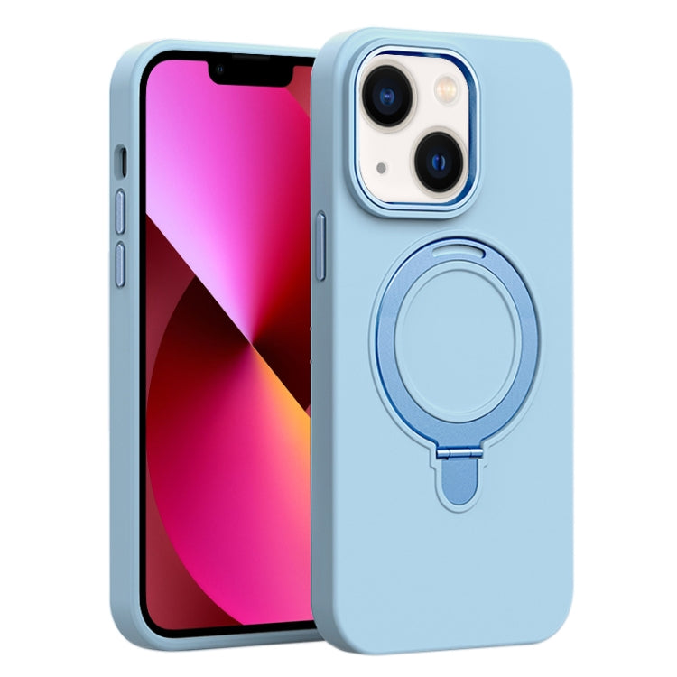 Liquid Silicone MagSafe Metal Ring Holder Phone Case, For iPhone 13 Pro, For iPhone 13, For iPhone 12