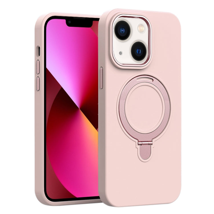 Liquid Silicone MagSafe Metal Ring Holder Phone Case, For iPhone 13 Pro, For iPhone 13, For iPhone 12