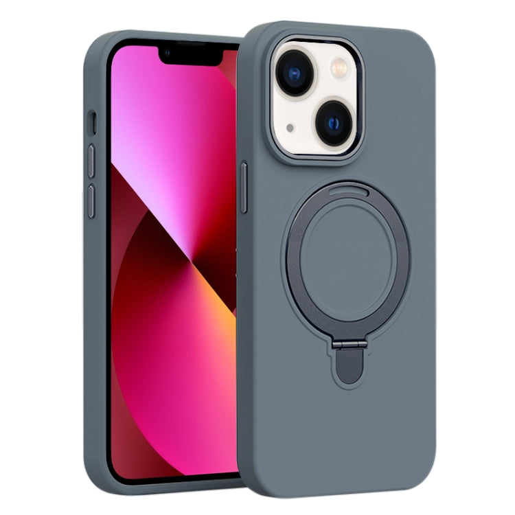 Liquid Silicone MagSafe Metal Ring Holder Phone Case, For iPhone 13 Pro, For iPhone 13, For iPhone 12