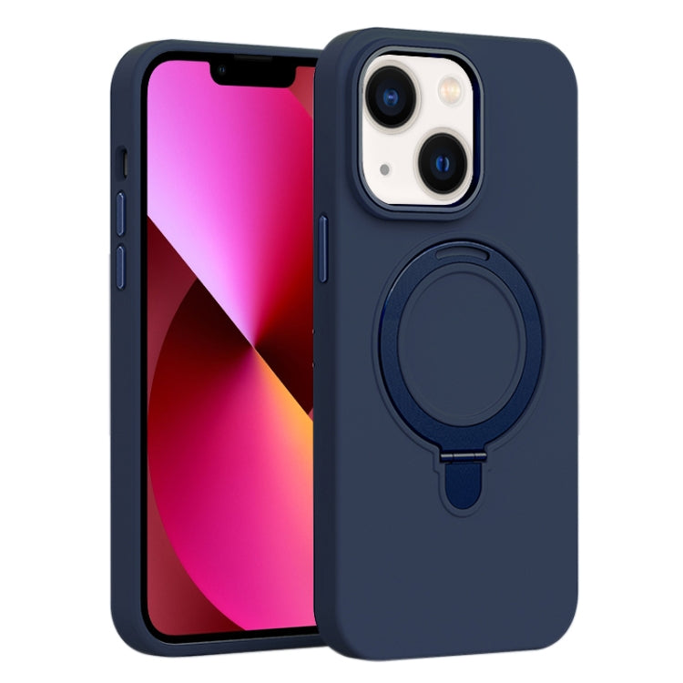 Liquid Silicone MagSafe Metal Ring Holder Phone Case, For iPhone 13 Pro, For iPhone 13, For iPhone 12