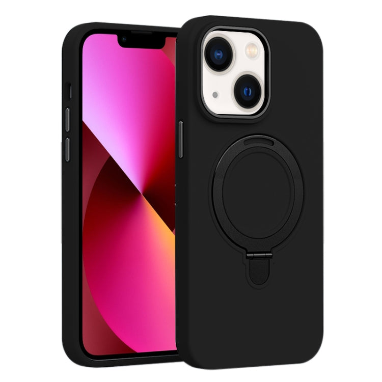 Liquid Silicone MagSafe Metal Ring Holder Phone Case, For iPhone 13 Pro, For iPhone 13, For iPhone 12