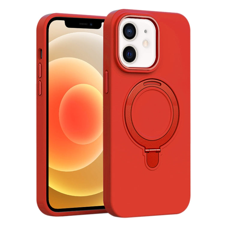 Liquid Silicone MagSafe Metal Ring Holder Phone Case, For iPhone 13 Pro, For iPhone 13, For iPhone 12