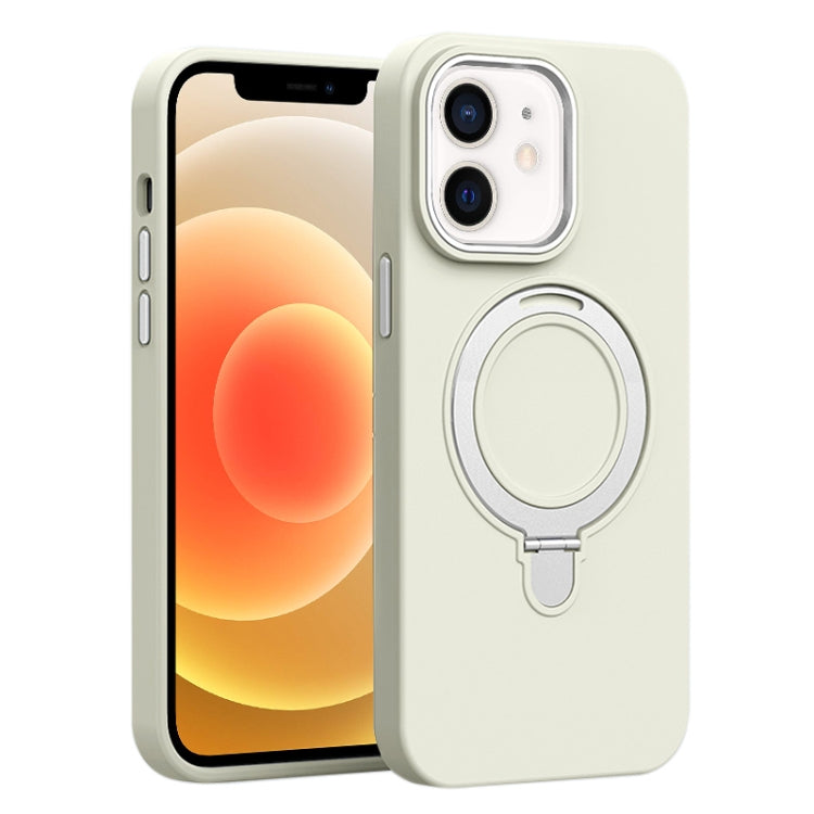 Liquid Silicone MagSafe Metal Ring Holder Phone Case, For iPhone 13 Pro, For iPhone 13, For iPhone 12