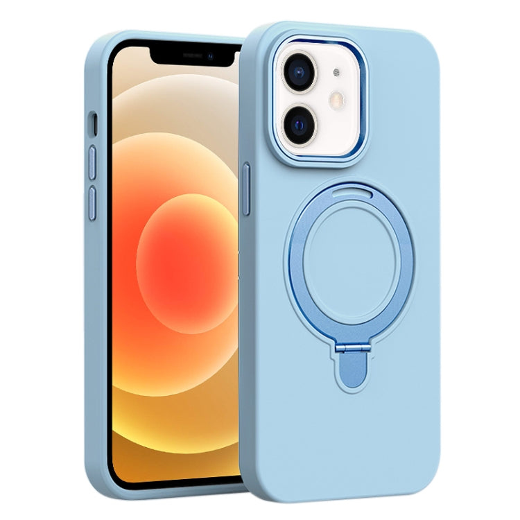 Liquid Silicone MagSafe Metal Ring Holder Phone Case, For iPhone 13 Pro, For iPhone 13, For iPhone 12