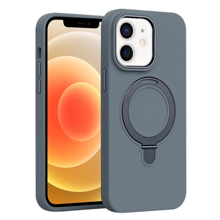 Liquid Silicone MagSafe Metal Ring Holder Phone Case, For iPhone 13 Pro, For iPhone 13, For iPhone 12