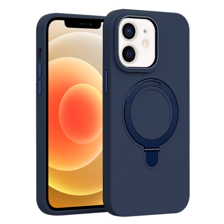 Liquid Silicone MagSafe Metal Ring Holder Phone Case, For iPhone 13 Pro, For iPhone 13, For iPhone 12