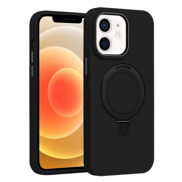 Liquid Silicone MagSafe Metal Ring Holder Phone Case, For iPhone 13 Pro, For iPhone 13, For iPhone 12