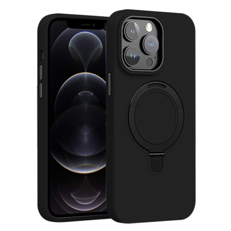 Liquid Silicone MagSafe Metal Ring Holder Phone Case, For iPhone 12 Pro Max, For iPhone 12 Pro