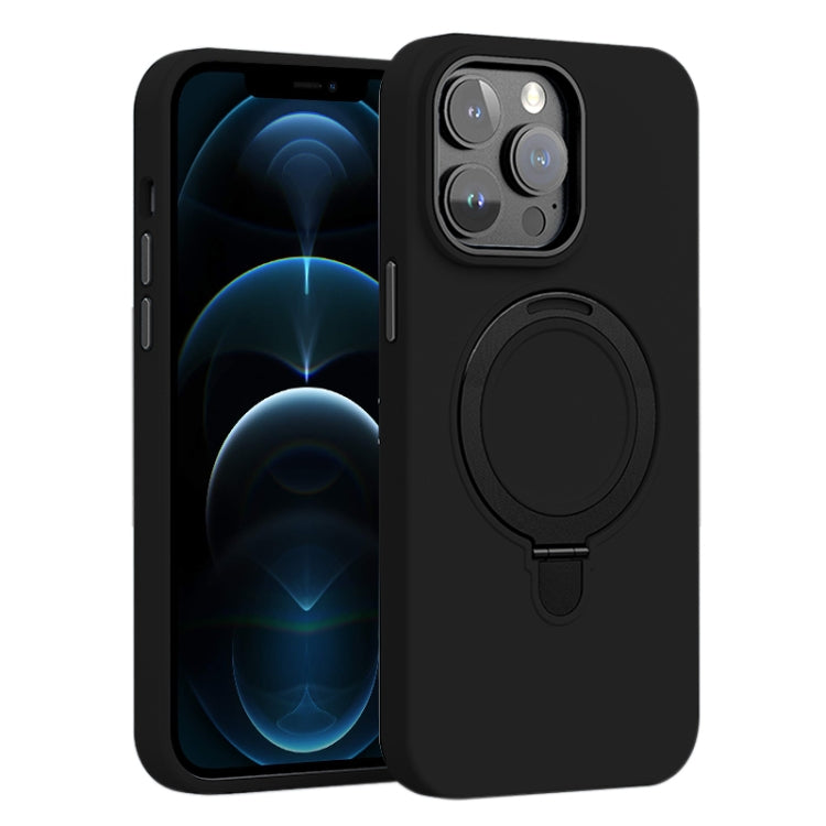 Liquid Silicone MagSafe Metal Ring Holder Phone Case, For iPhone 12 Pro Max, For iPhone 12 Pro