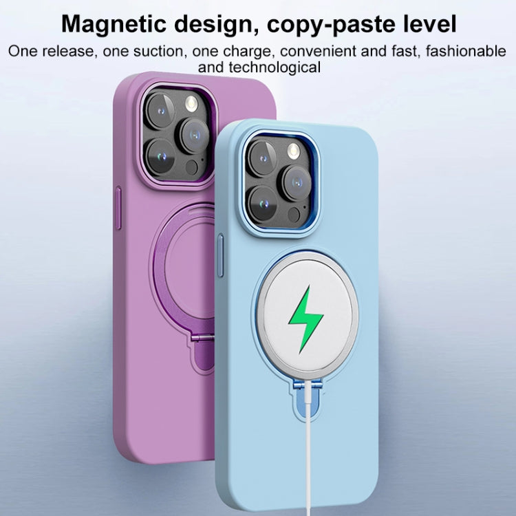 Liquid Silicone MagSafe Metal Ring Holder Phone Case, For iPhone 15, For iPhone 14 Plus, For iPhone 14