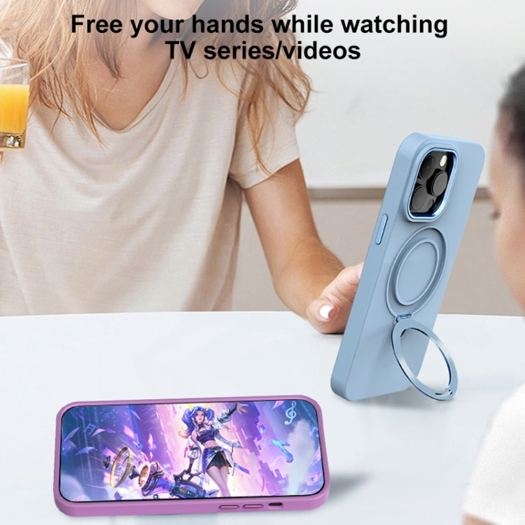 Liquid Silicone MagSafe Metal Ring Holder Phone Case, For iPhone 13 Pro, For iPhone 13, For iPhone 12