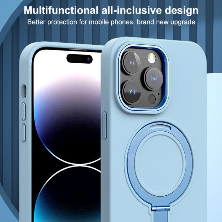 Liquid Silicone MagSafe Metal Ring Holder Phone Case, For iPhone 15, For iPhone 14 Plus, For iPhone 14