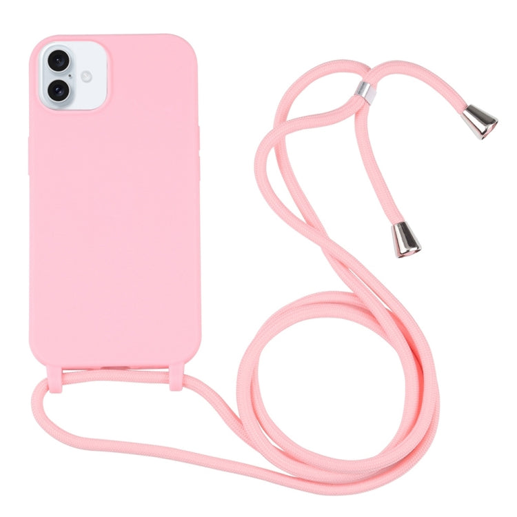 Candy Colors TPU Protective Phone Case with Lanyard, For iPhone 16 Plus, For iPhone 16, For iPhone 15 Pro Max