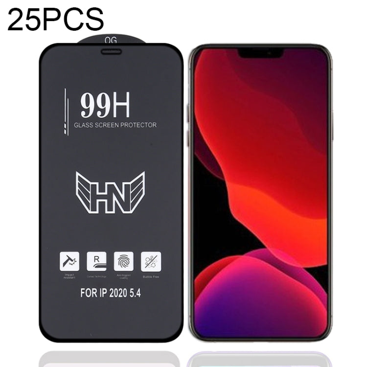 Lot de 25 films de protection en verre trempé plein écran, grand arc en aluminium, pour iPhone 12 mini (25 pièces), iPhone 12/12 Pro (25 pièces), iPhone 12 Pro Max (25 pièces)