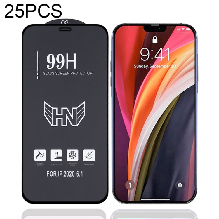 Lot de 25 films de protection en verre trempé plein écran, grand arc en aluminium, pour iPhone 12 mini (25 pièces), iPhone 12/12 Pro (25 pièces), iPhone 12 Pro Max (25 pièces)