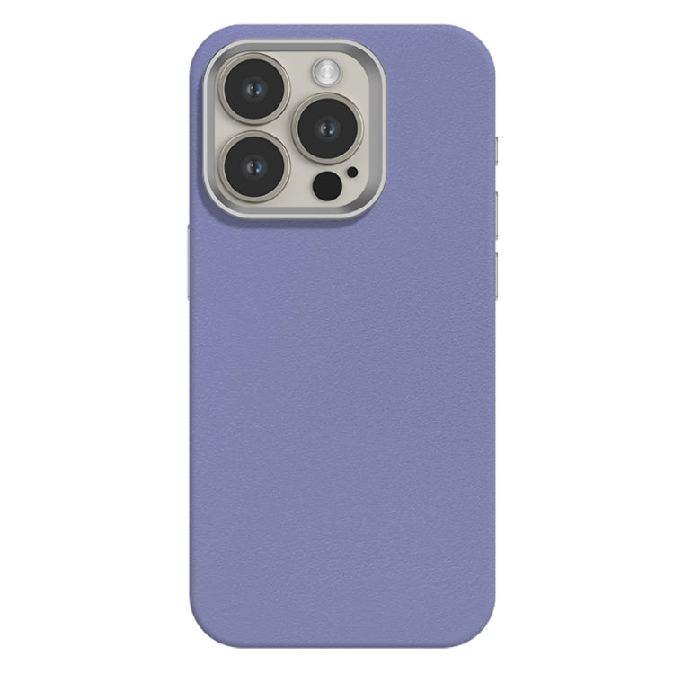 Skin Feel Fine Leather Texture Metal Lens Frame MagSafe Phone Case, For iPhone 15 Pro