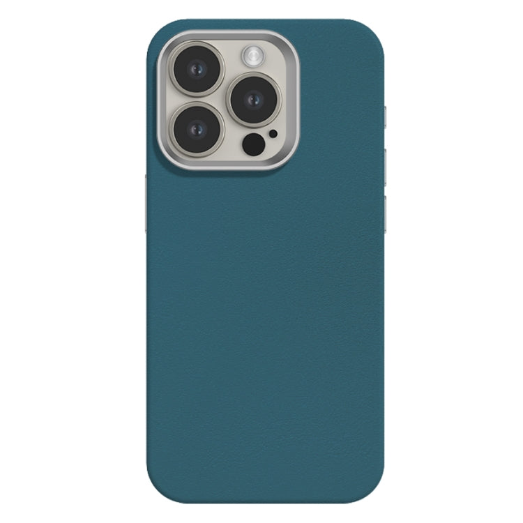 Skin Feel Fine Leather Texture Metal Lens Frame MagSafe Phone Case, For iPhone 15 Pro