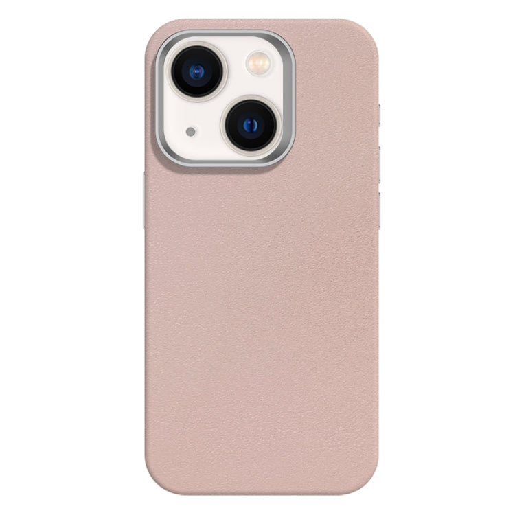 Skin Feel Fine Leather Texture Metal Lens Frame MagSafe Phone Case, For iPhone 14