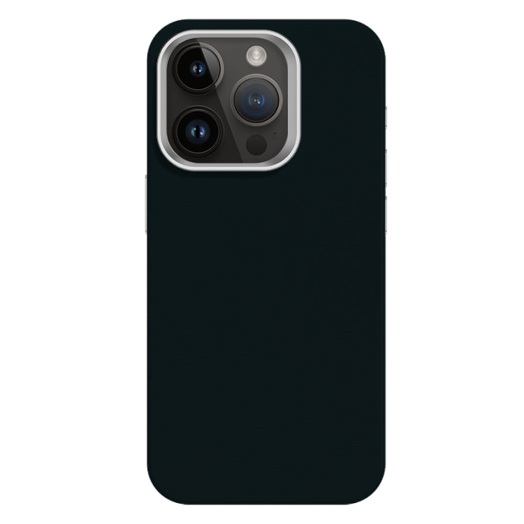 Skin Feel Fine Leather Texture Metal Lens Frame MagSafe Phone Case, For iPhone 14 Pro