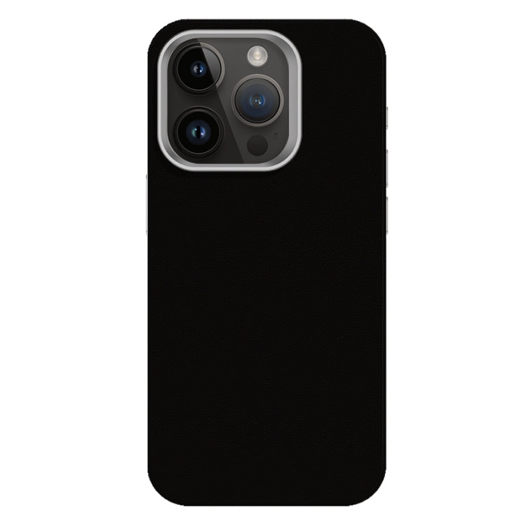 Skin Feel Fine Leather Texture Metal Lens Frame MagSafe Phone Case, For iPhone 14 Pro Max