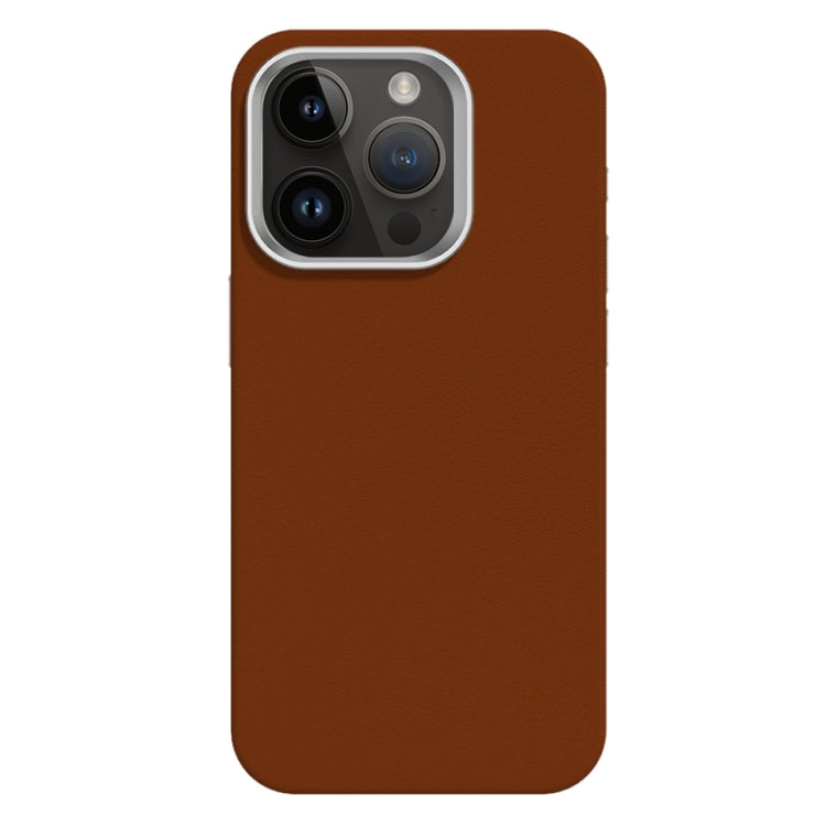 Skin Feel Fine Leather Texture Metal Lens Frame MagSafe Phone Case, For iPhone 13 Pro