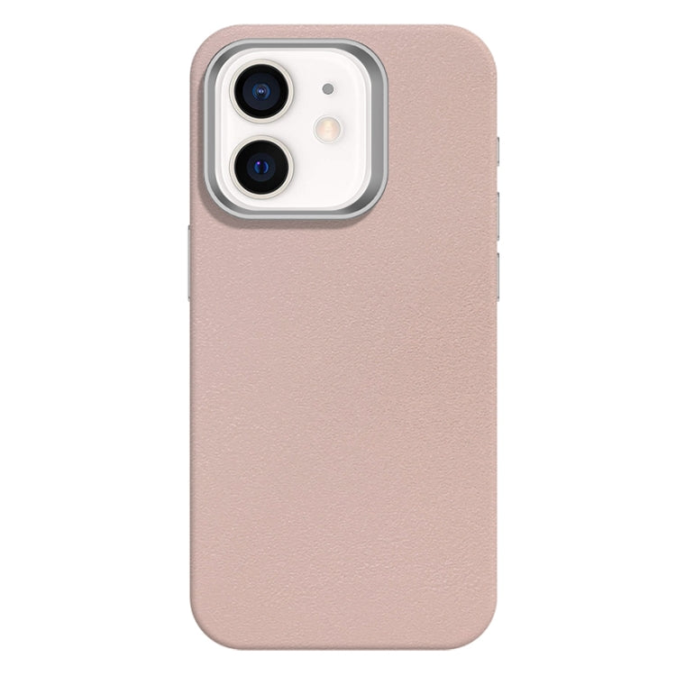 Skin Feel Fine Leather Texture Metal Lens Frame MagSafe Phone Case, For iPhone 12