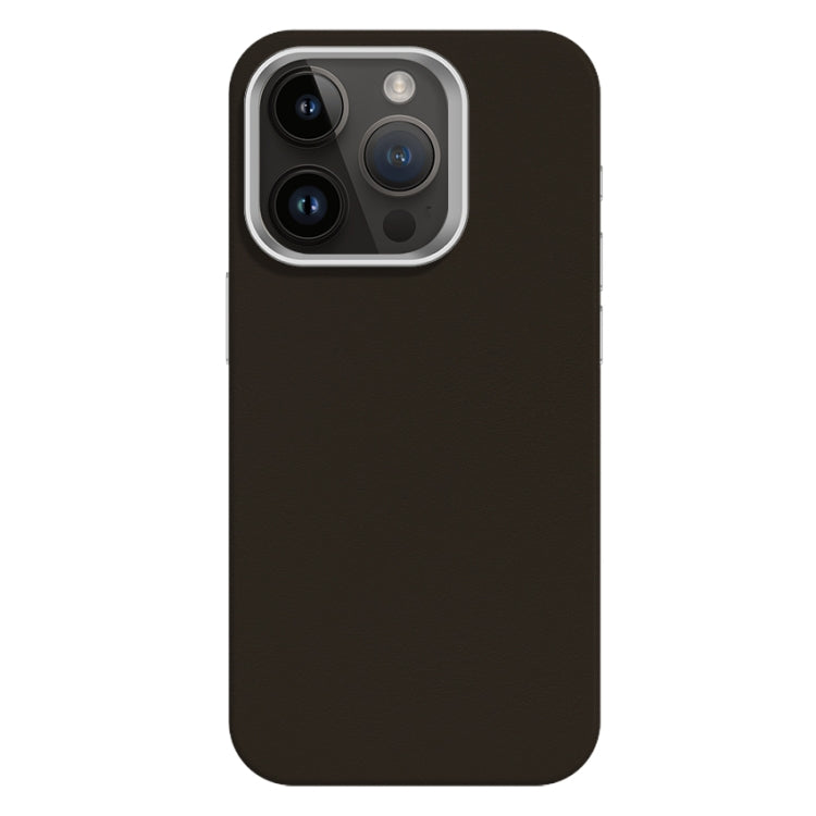 Skin Feel Fine Leather Texture Metal Lens Frame MagSafe Phone Case, For iPhone 12 Pro