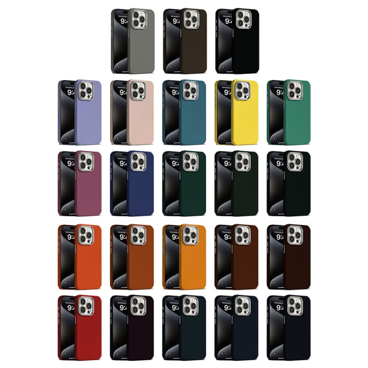 Skin Feel Fine Leather Texture Metal Lens Frame MagSafe Phone Case, For iPhone 13
