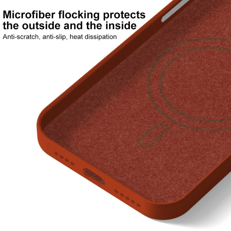 Skin Feel Fine Leather Texture Metal Lens Frame MagSafe Phone Case, For iPhone 13