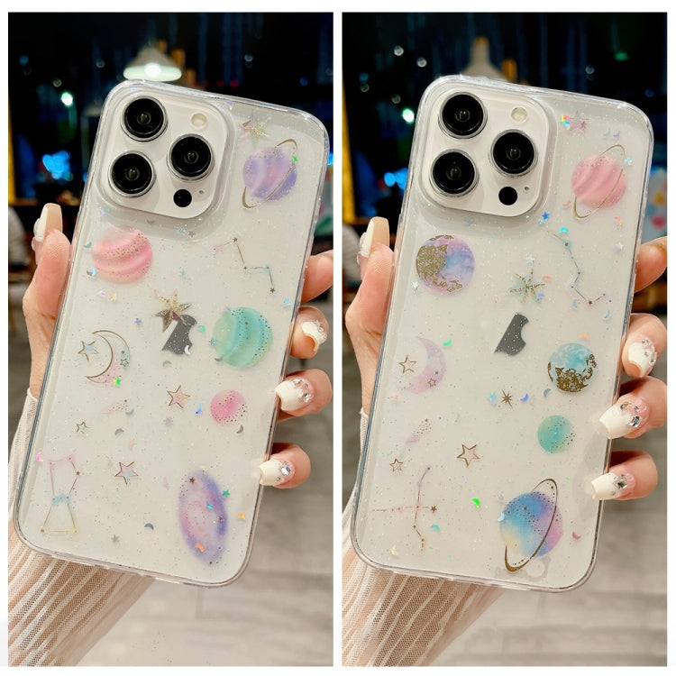 Cosmic Star Glitter Epoxy TPU Phone Case, For iPhone 13 Pro Max, For iPhone 13 Pro, For iPhone 13, For iPhone 12 / 12 Pro, For iPhone 12 Pro Max
