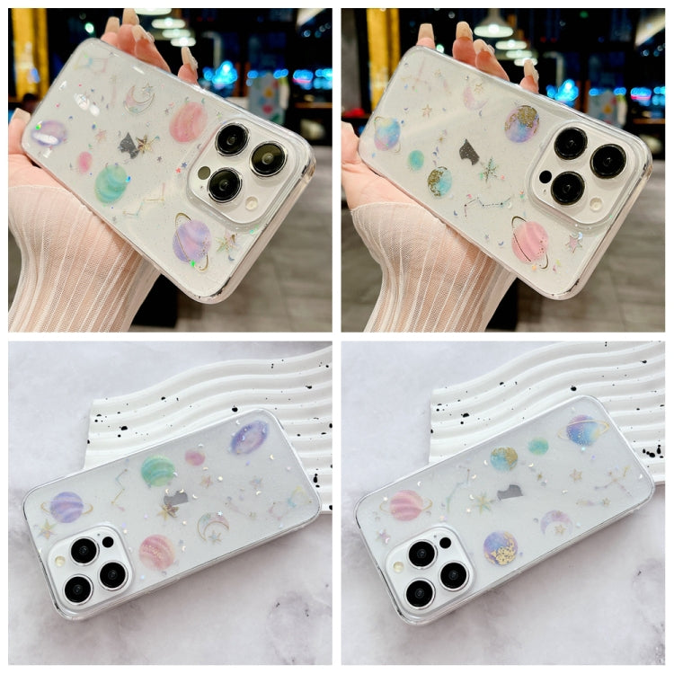 Cosmic Star Glitter Epoxy TPU Phone Case, For iPhone 13 Pro Max, For iPhone 13 Pro, For iPhone 13, For iPhone 12 / 12 Pro, For iPhone 12 Pro Max