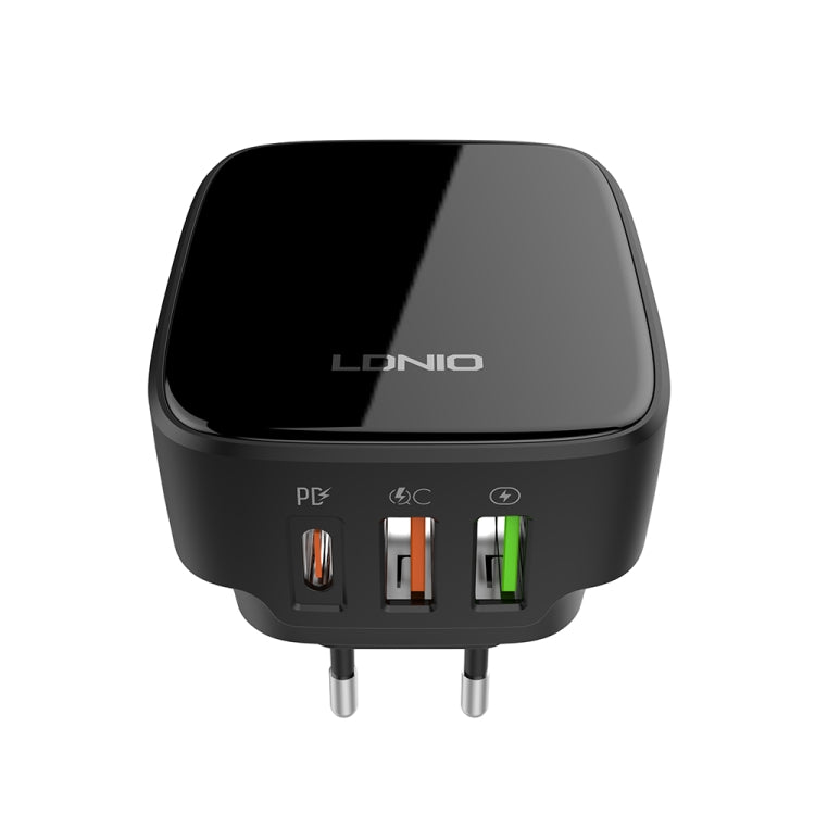 LDNIO Q334 32W Type-C + Dual USB Port Charger with 1m 8 Pin Data Cable, EU Plug, UK Plug, US Plug