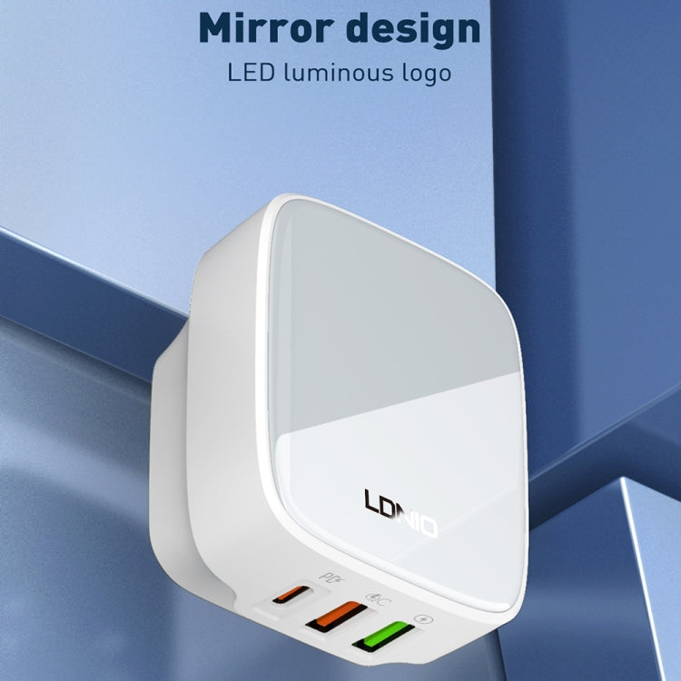 LDNIO Q334 32W Type-C + Dual USB Port Charger with 1m 8 Pin Data Cable, EU Plug, UK Plug, US Plug