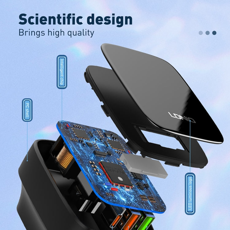 LDNIO Q334 32W Type-C + Dual USB Port Charger with 1m 8 Pin Data Cable, EU Plug, UK Plug, US Plug