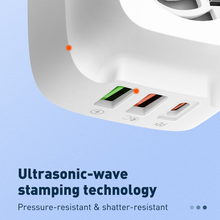 LDNIO Q334 32W Type-C + Dual USB Port Charger with 1m 8 Pin Data Cable, EU Plug, UK Plug, US Plug