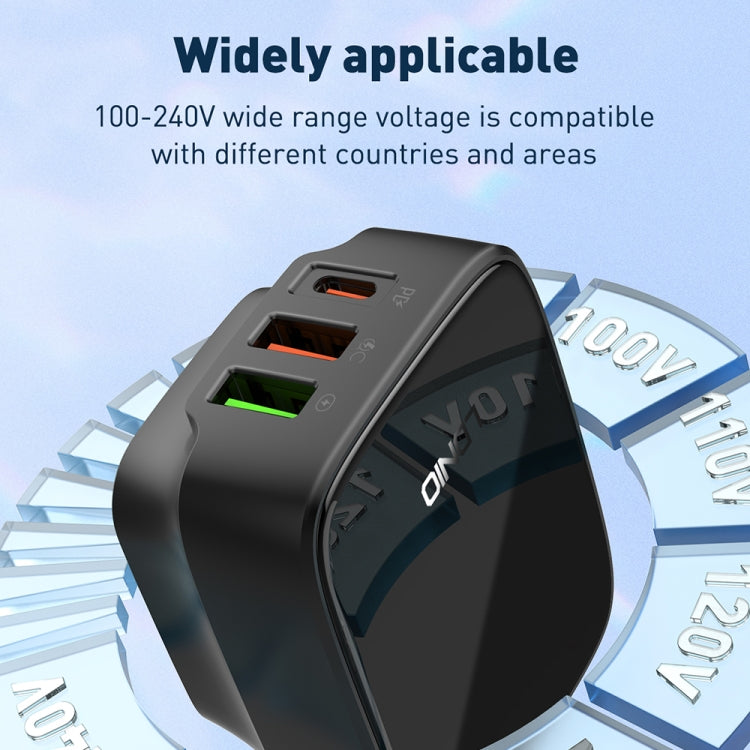 LDNIO Q334 32W Type-C + Dual USB Port Charger with 1m 8 Pin Data Cable, EU Plug, UK Plug, US Plug