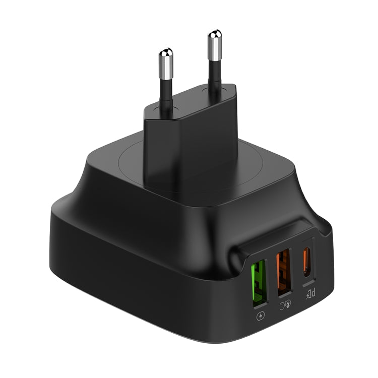 LDNIO Q334 32W Type-C + Dual USB Port Charger with 1m USB-C / Type-C to 8 Pin Data Cable, EU Plug, UK Plug, US Plug