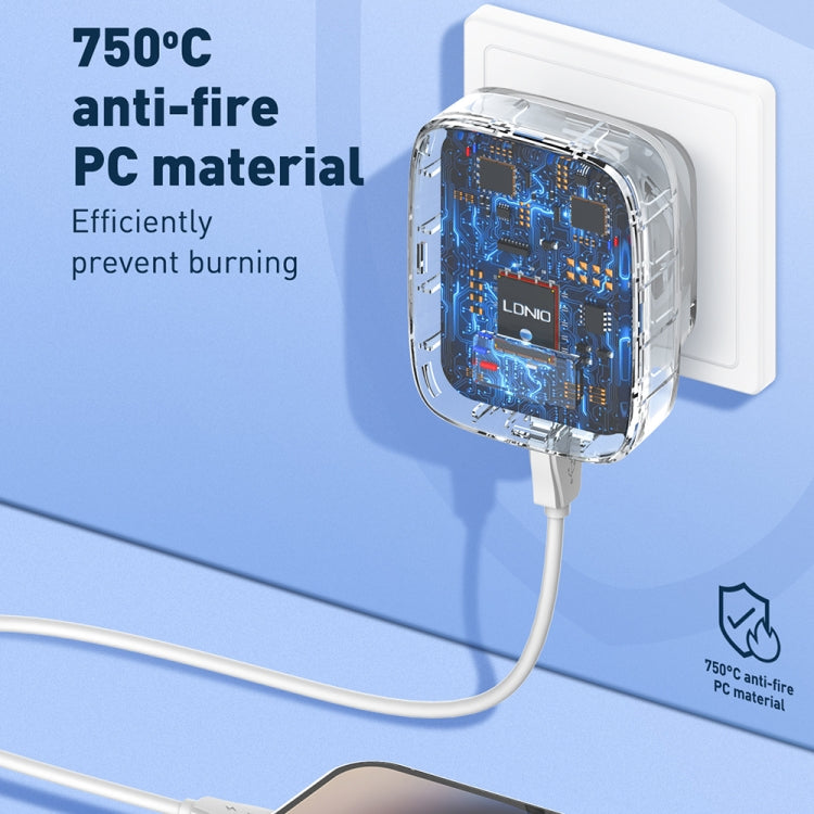 LDNIO Q334 32W Type-C + Dual USB Port Charger with 1m USB-C / Type-C to 8 Pin Data Cable, EU Plug, UK Plug, US Plug