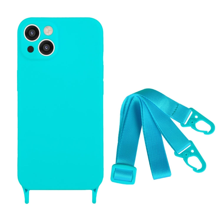 Fine Hole Silicone Phone Case with Lanyard, For iPhone 15, For iPhone 14 Plus, For iPhone 14