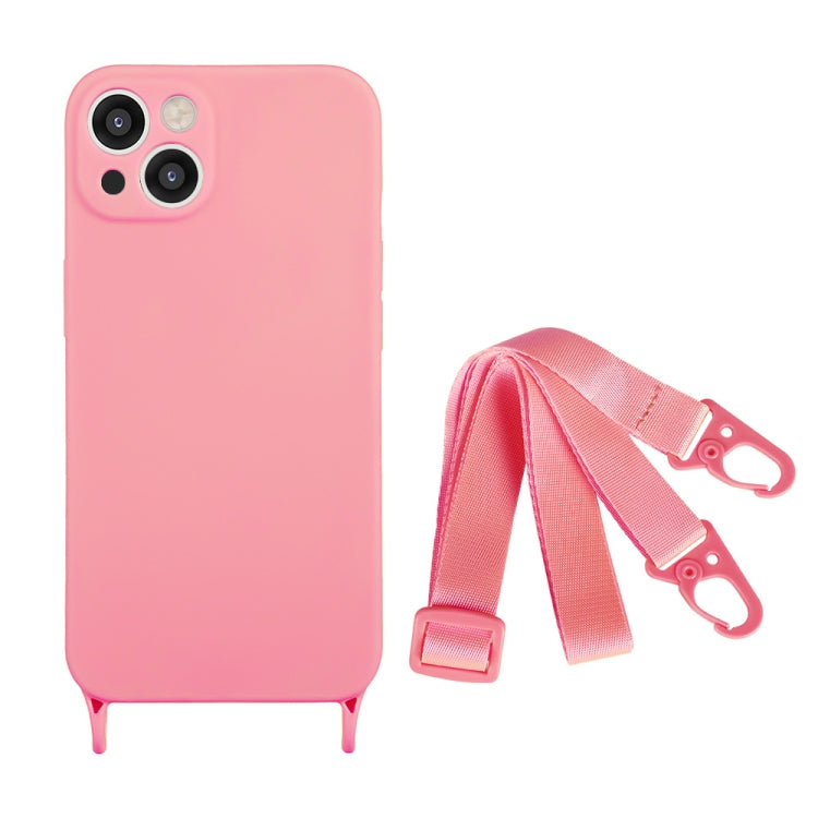 Fine Hole Silicone Phone Case with Lanyard, For iPhone 15, For iPhone 14 Plus, For iPhone 14