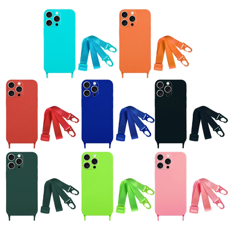 Fine Hole Silicone Phone Case with Lanyard, For iPhone 15 Pro Max, For iPhone 15 Pro, For iPhone 15 Plus