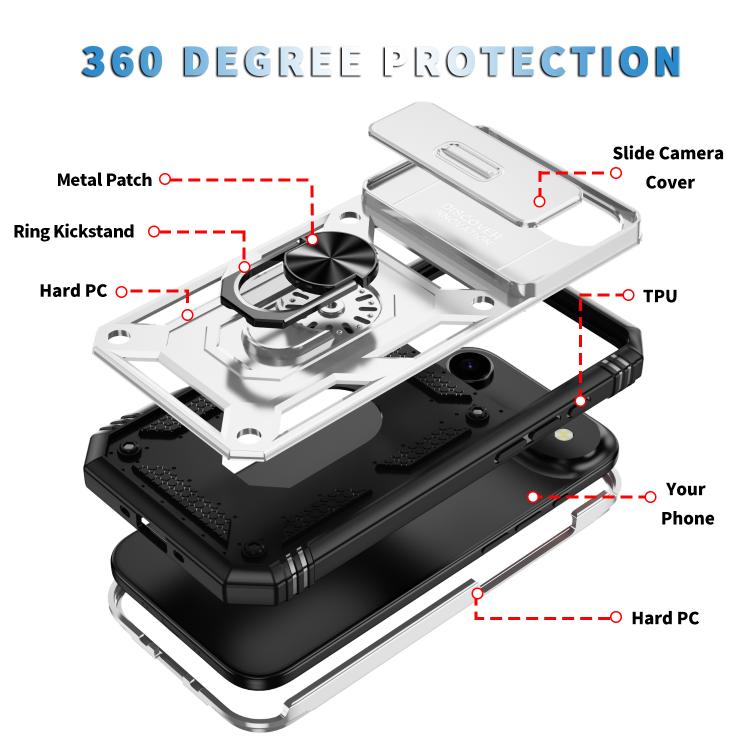 Sliding Camshield TPU + PC Phone Case with Holder