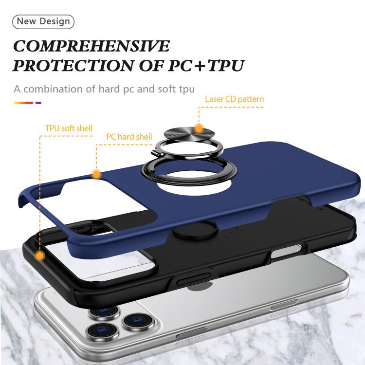 PC + TPU Magnetic Phone Case with Invisible Ring Holder, For iPhone 16 Pro Max, For iPhone 16 Pro, For iPhone 16 Plus
