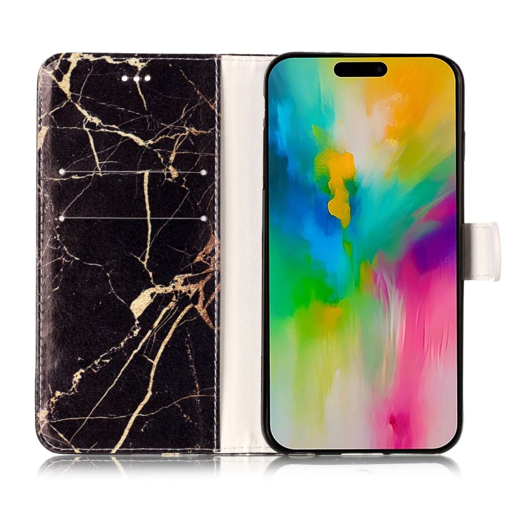 Colored Drawing Marble Pattern Leather Phone Case, For iPhone 16 Pro Max, For iPhone 16 Pro