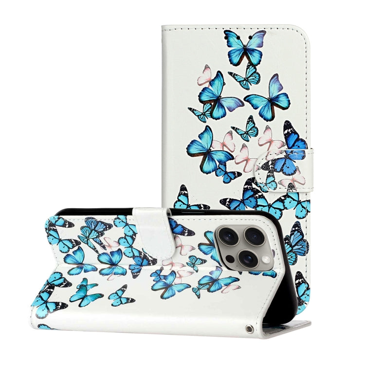 Colored Drawing Marble Pattern Leather Phone Case, For iPhone 16 Pro Max, For iPhone 16 Pro